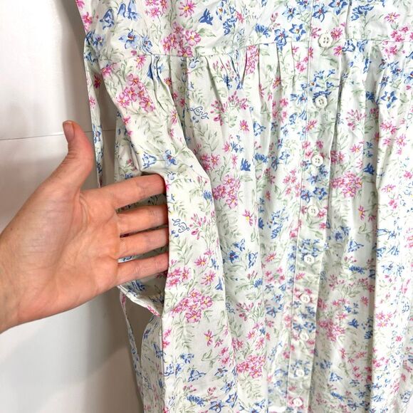 Lanz of Salzburg Dress Women 1X Multicolor Floral Button Up Cotton Floral Belted - Picture 3 of 16